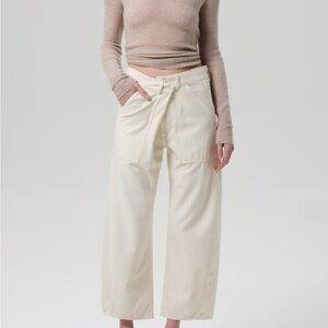 Citizens Of Humanity Ines Crop Utility Trouser in Bone, Size 26